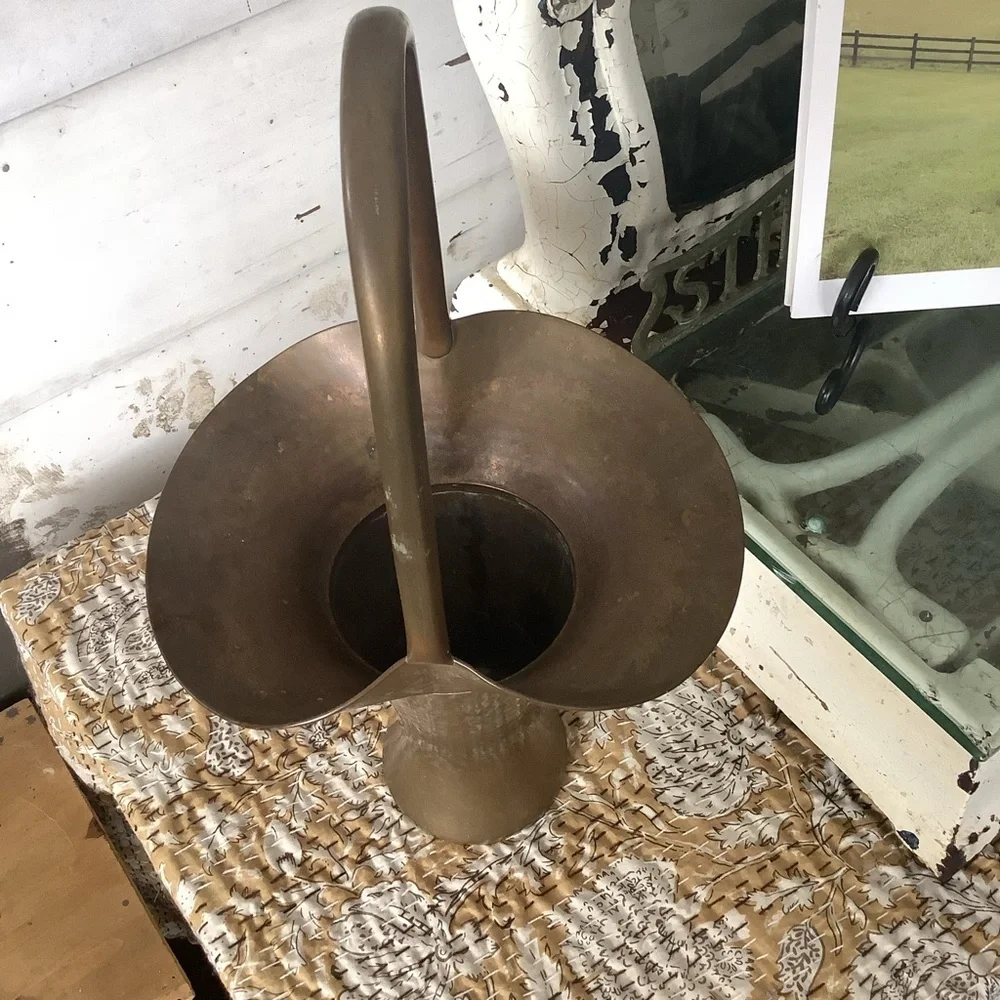 Vintage Brass Basket Vase - Picture 3 of 6